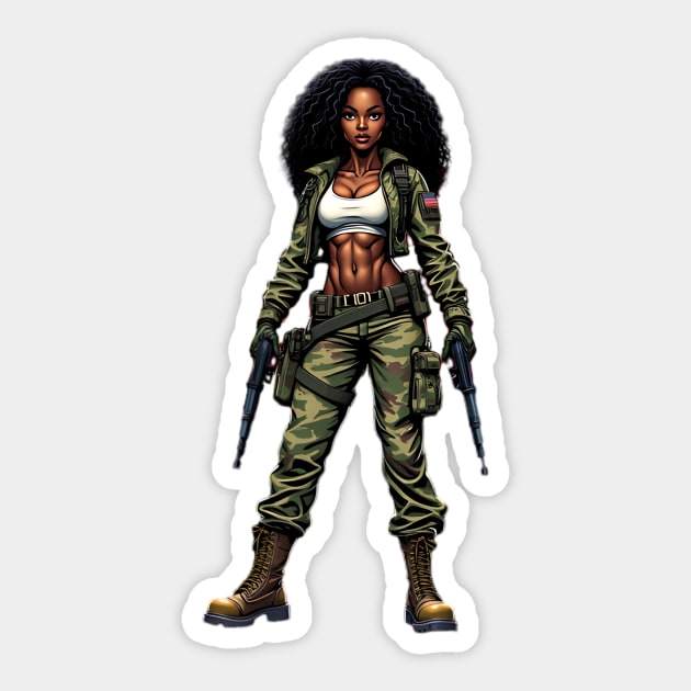 African American Military Woman Sticker by animegirlnft